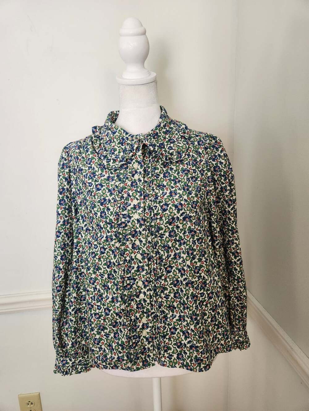 The Great Pintuck Hemmingway Blouse Sz 1 Small Floral Print Top Courderoy Field